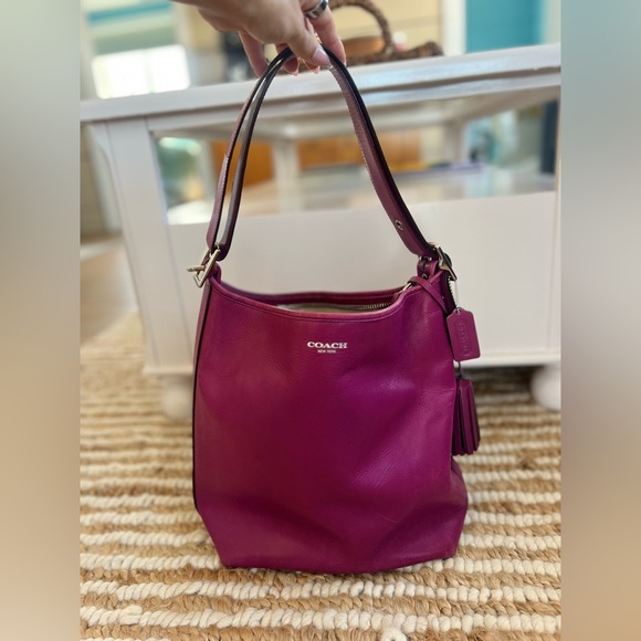 Coach Magenta Leather Shoulder Bag - Picture 1 of 15